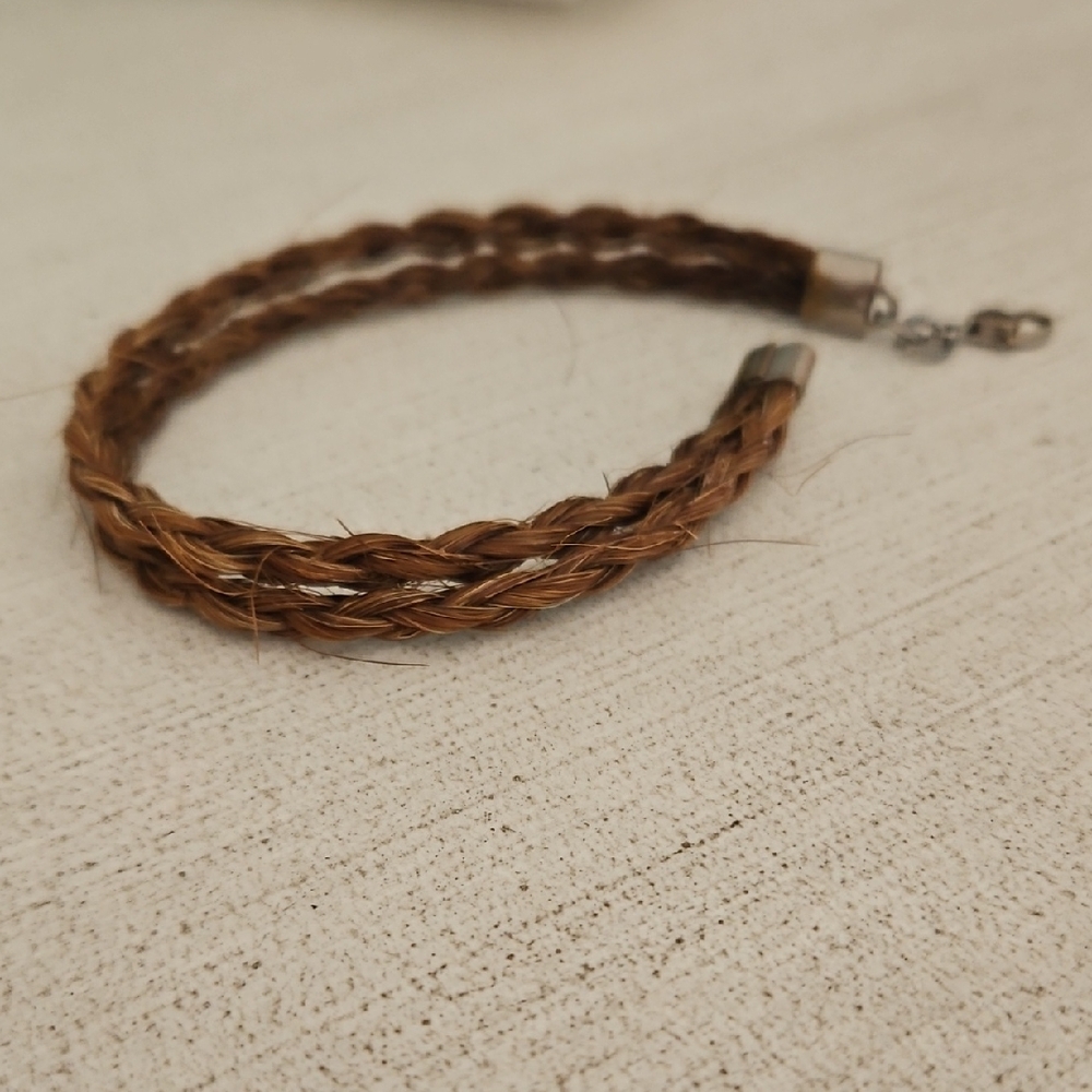 Braided horse hair 2 strand Brown Bracelet